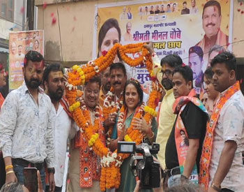 महापौर प्रत्याशी मीनल चौबे सदरबाजार वार्ड में हुआ स्वागत